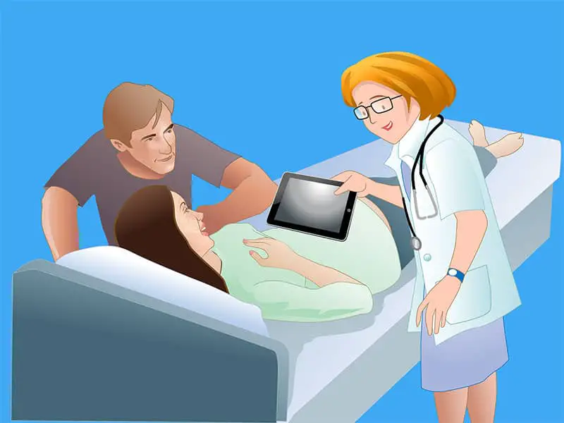 ultrasound tablet and patient